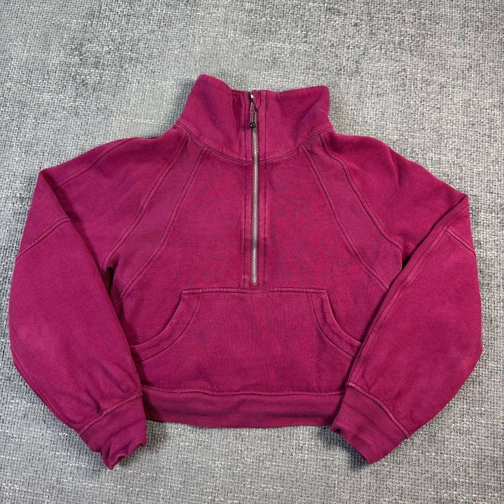 Lululemon Scuba Oversized Half Zip Pullover Womens XS/S Wild Berry Pink Cropped